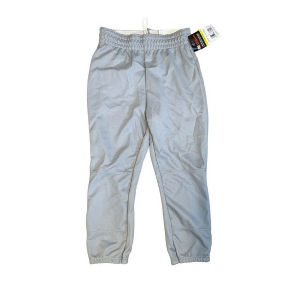 Wilson Solid Pull Up Baseball Pants Blue Gray Drawstring Gathered Legs Knicker L